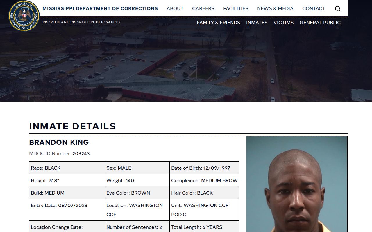 Lowndes County projected release date field example in an MDOC record