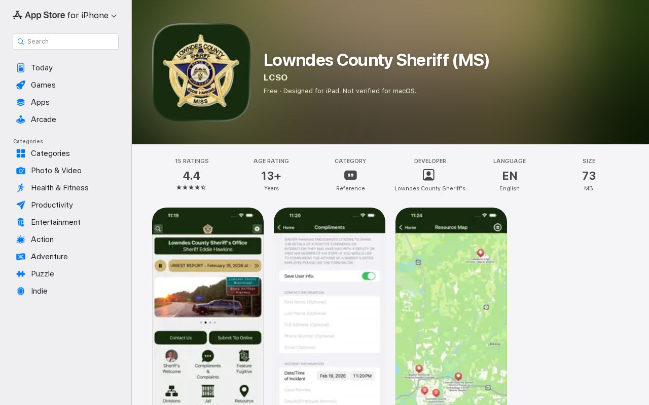 Lowndes County sheriff app without a verified jail release feature